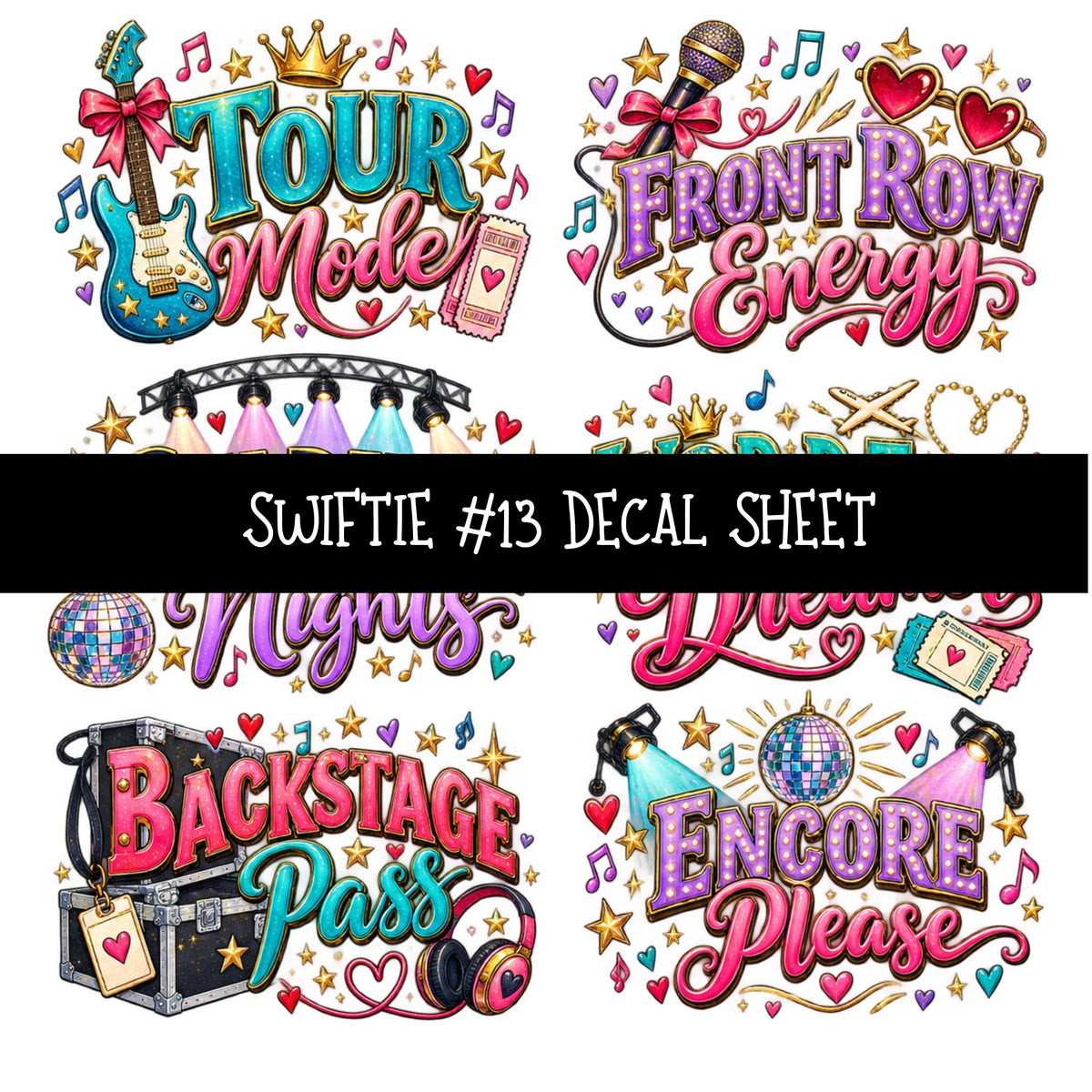Swiftie UV DTF Decal sheets 13 Designs available