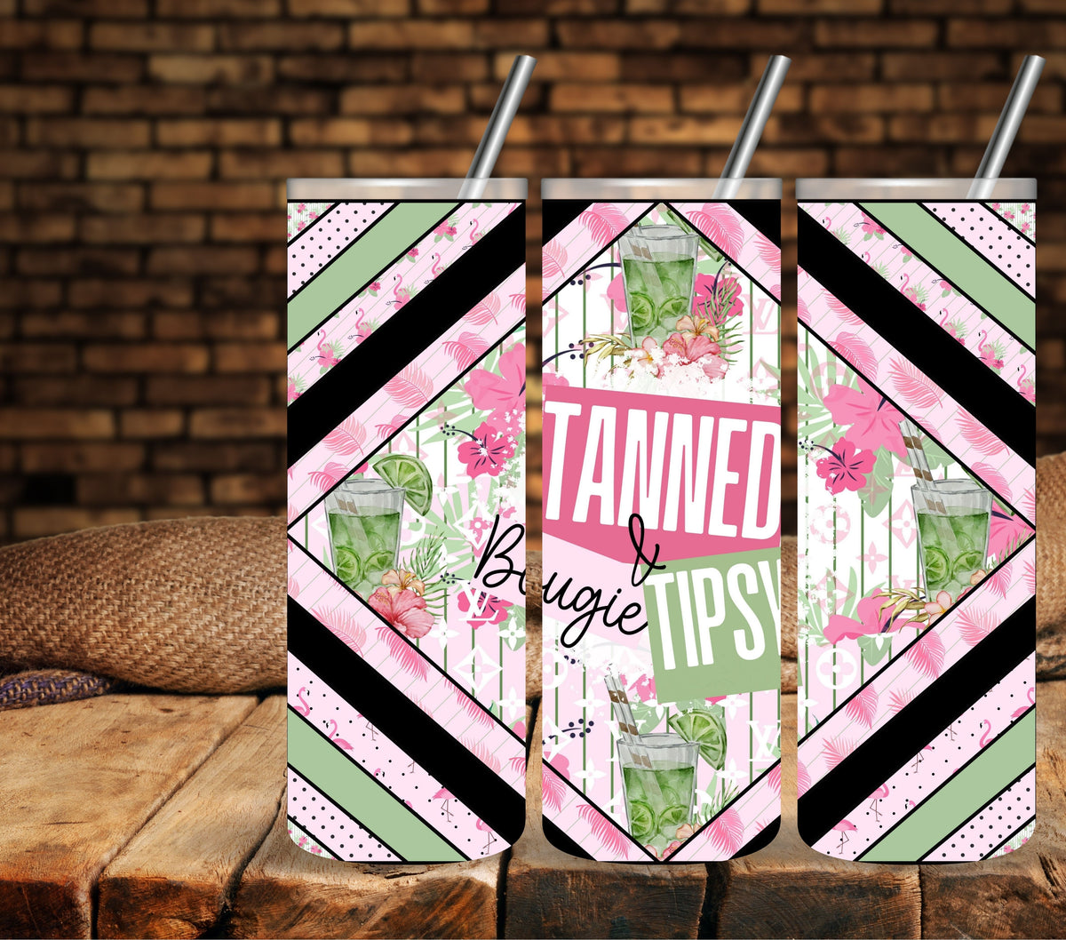 Tanned Bougie and Tipsy Diamond Vinyl tumbler wraps