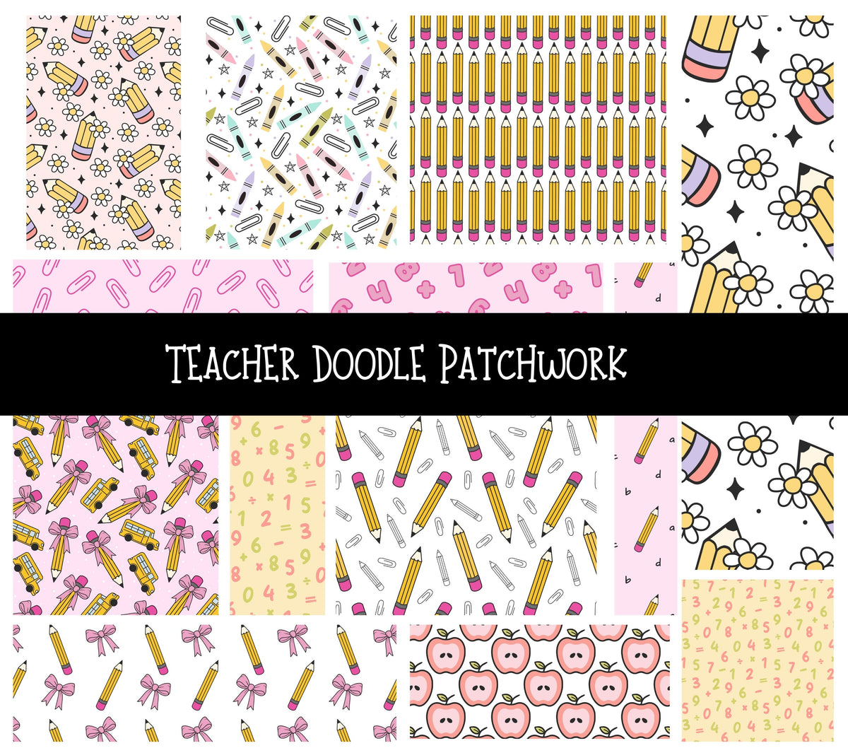 Teacher Doodle Patchwork Set