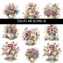 Teacups and Blooms UV DTF Decal sheets 2 design Options available