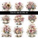 Teacups and Blooms UV DTF Decal sheets 2 design Options available