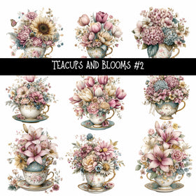 Teacups and Blooms UV DTF Decal sheets 2 design Options available
