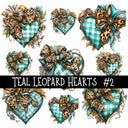Teal Leopard Hearts UV Decal sheets 3 to choose from