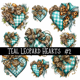 Teal Leopard Hearts UV Decal sheets 3 to choose from
