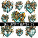 Teal Leopard Hearts UV Decal sheets 3 to choose from