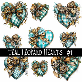 Teal Leopard Hearts UV Decal sheets 3 to choose from