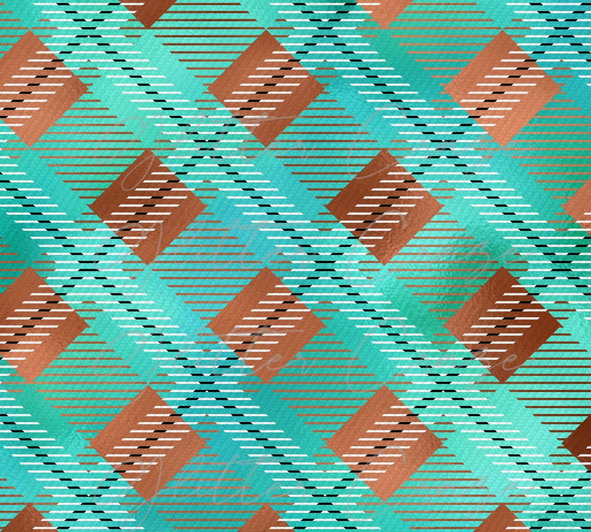 Teal Patina Plaid Adhesive Vinyl