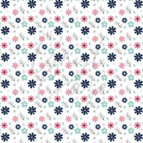 Teal, Navy and Pink Florals Adhesive Vinyl