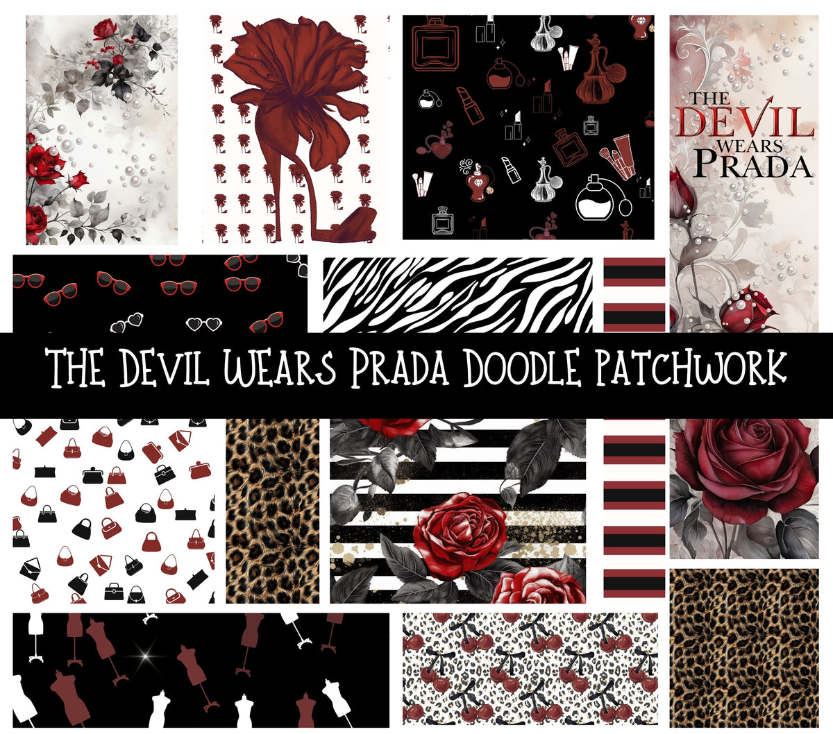 The Devil Wears Prada Doodle Patchwork Set