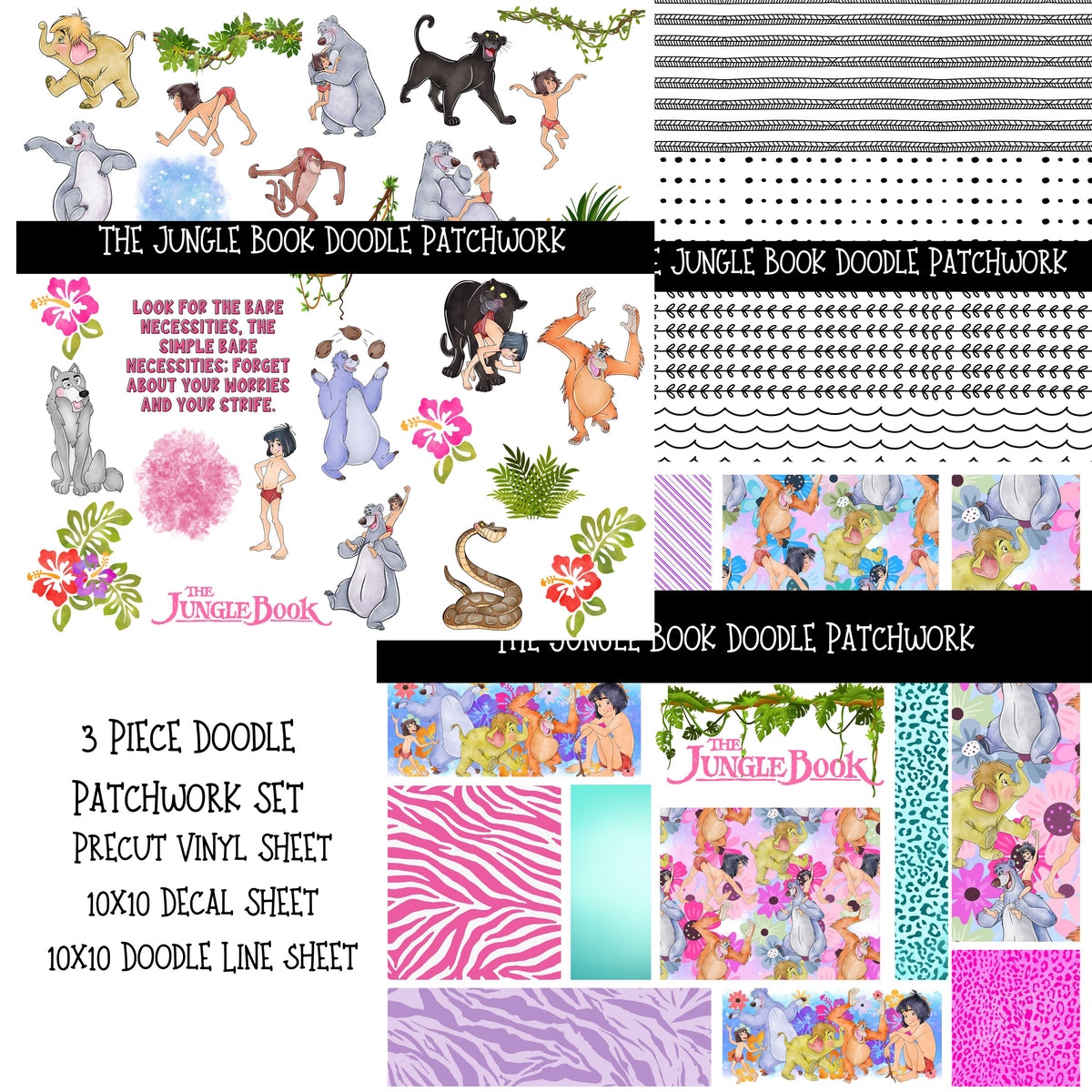 Jungle Book Doodle Patchwork Set