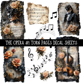 The Opera Torn Pages UV DTF Decal sheets 3 designs available