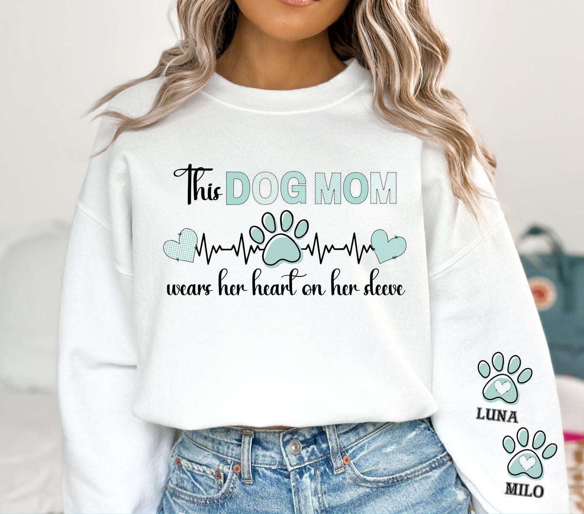 This Dog Mom wears her heart on her sleeve DTF Transfers