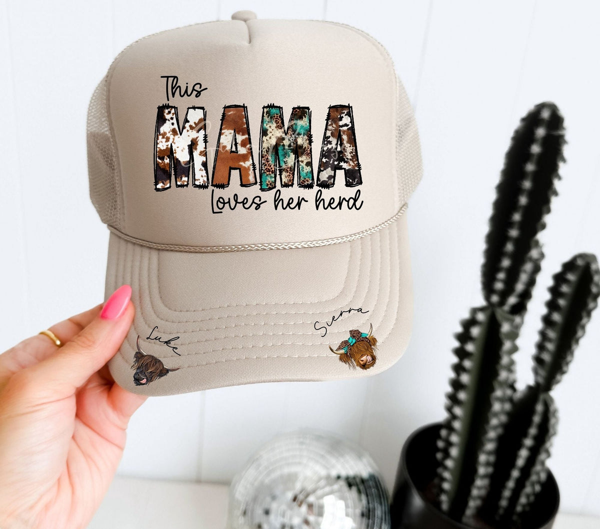 This mama loves her herd DTF hat transfers