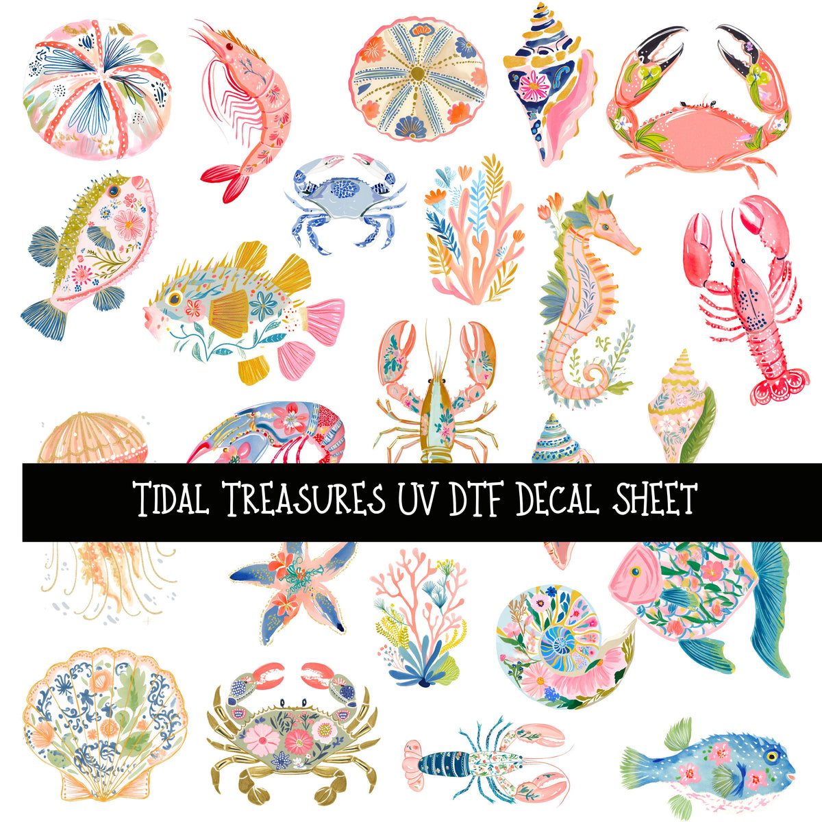 Tidal Treasures UV DTF Decal sheets