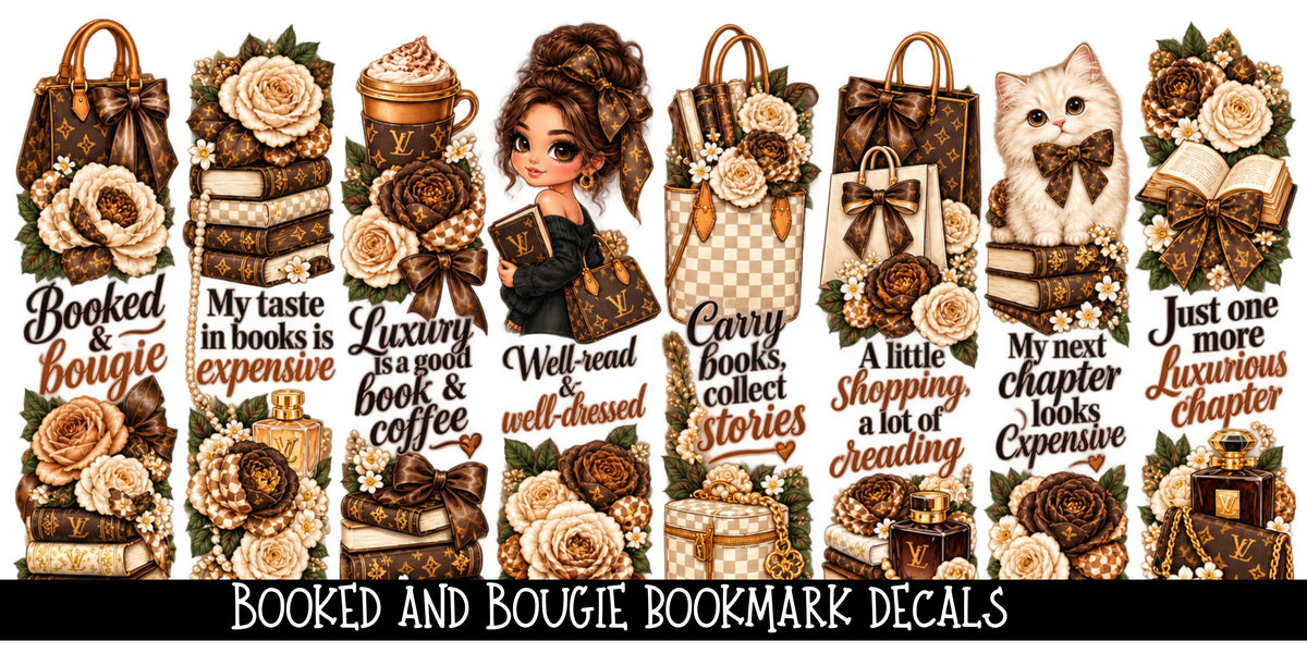 Booked and Bougie Bookmark UV DTF Decal sheet- 8 Designs