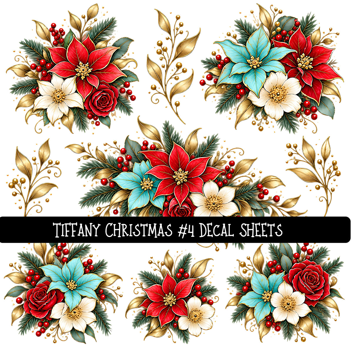 Tiffany Christmas UV DTF Decal sheets 5 Designs available