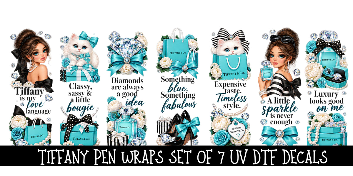Tiffany Pen wraps UV DTF Decal sheet- set of 7 Designs