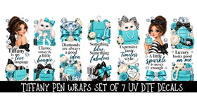 Tiffany Pen wraps UV DTF Decal sheet- set of 7 Designs