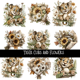 Tiger Cubs and Flowers UV Decal sheet