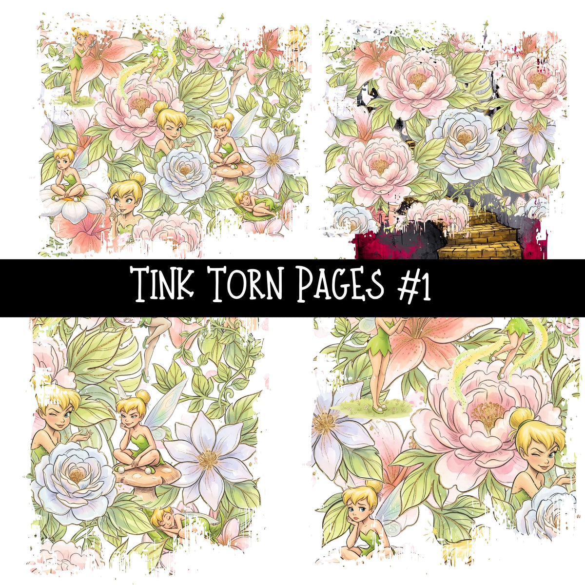 Tink Torn Pages UV DTF Decal sheets 6 Designs available