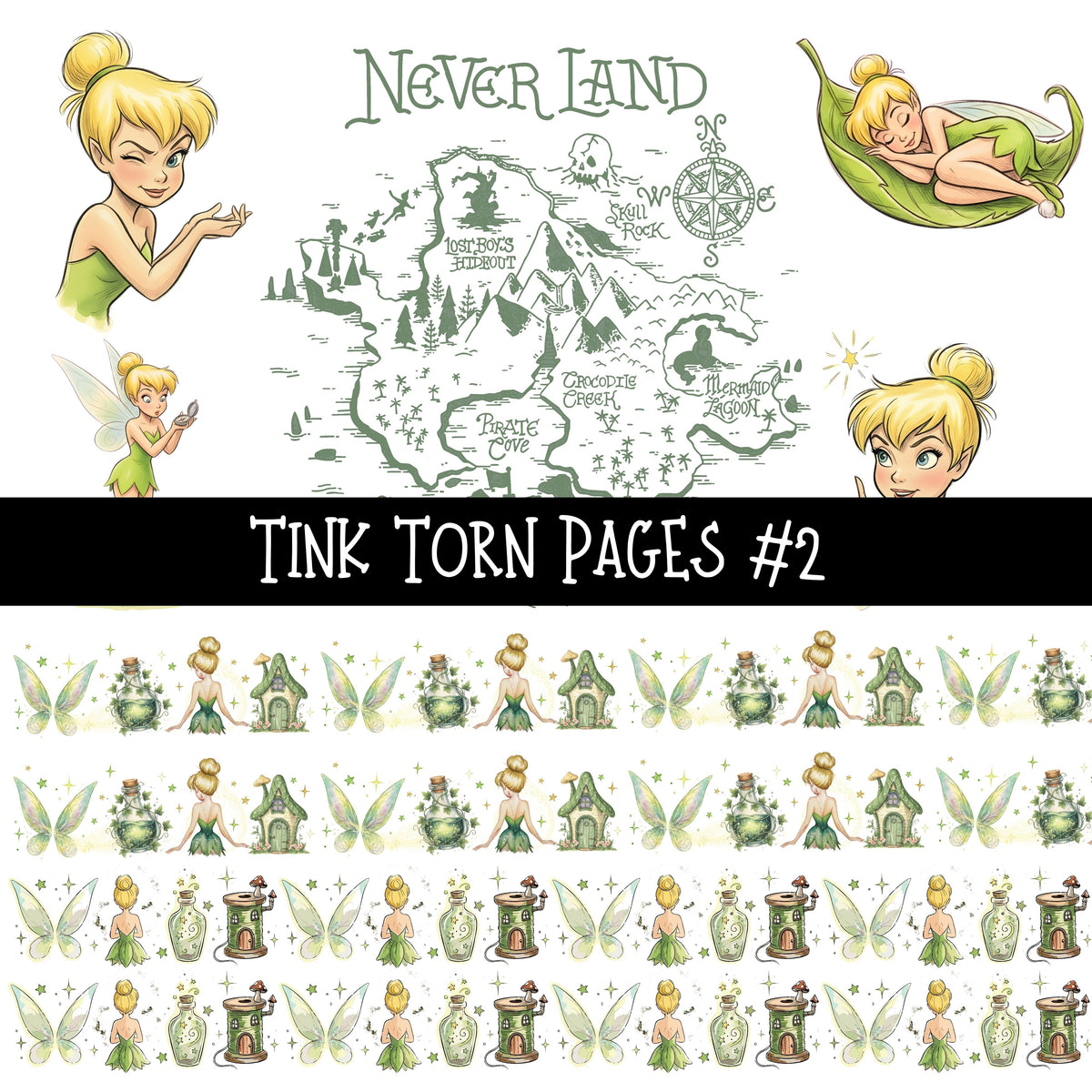 Tink Torn Pages UV DTF Decal sheets 6 Designs available