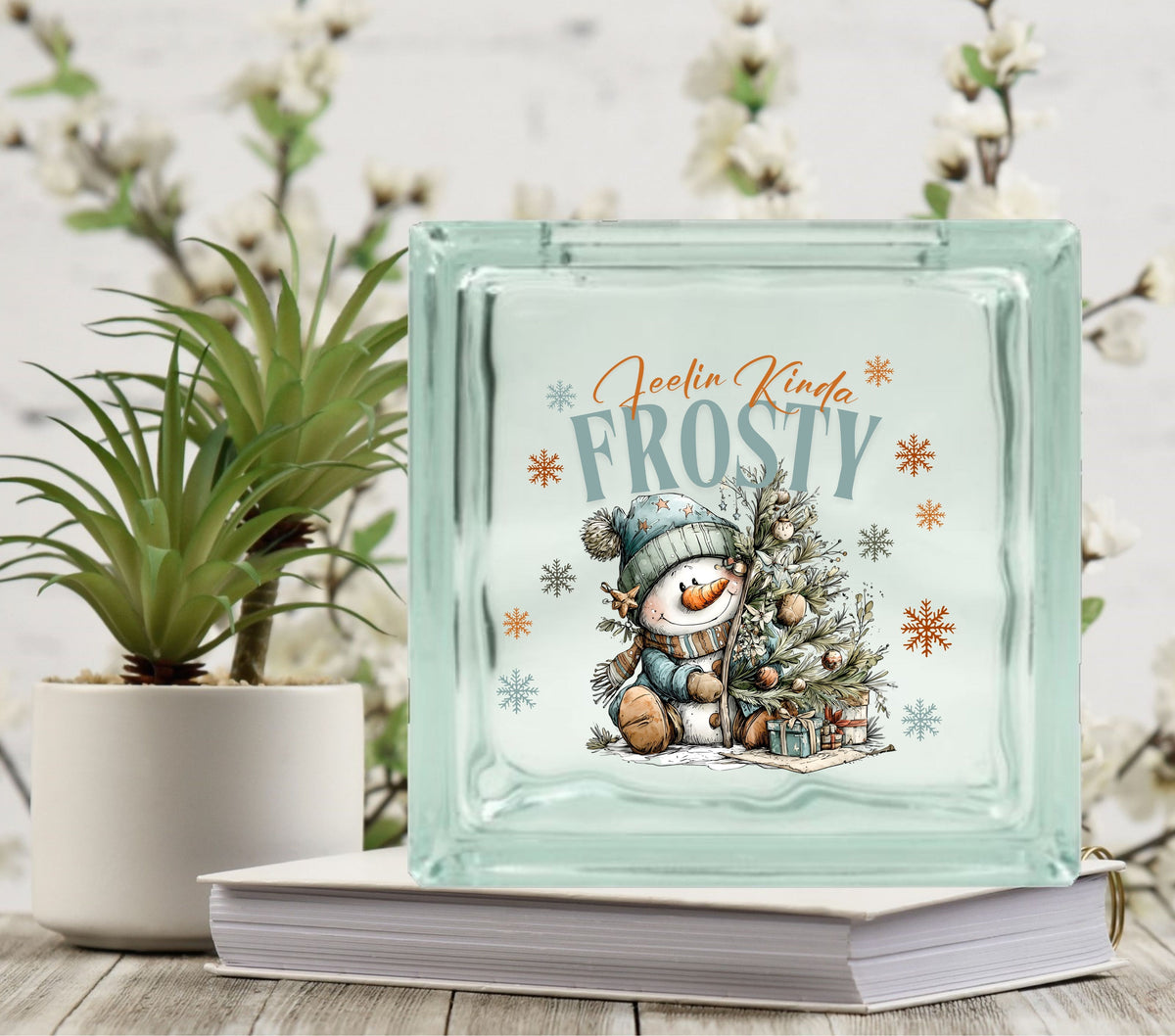 Feelin Kinda Frosty Glass Block Decal