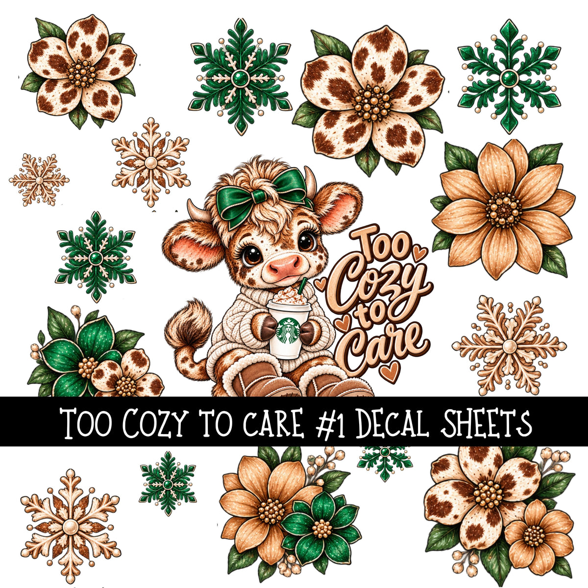 Too cozy to care UV DTF Decal sheets 3 Designs available
