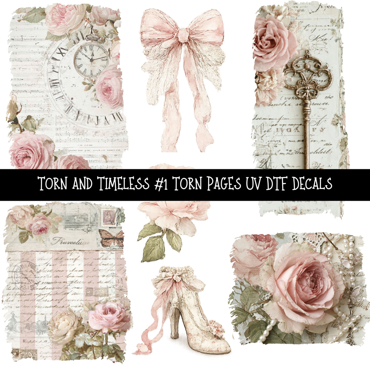 Torn and Timeless Torn Pages UV DTF Decal sheets 5 designs available
