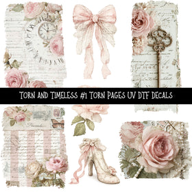 Torn and Timeless Torn Pages UV DTF Decal sheets 5 designs available