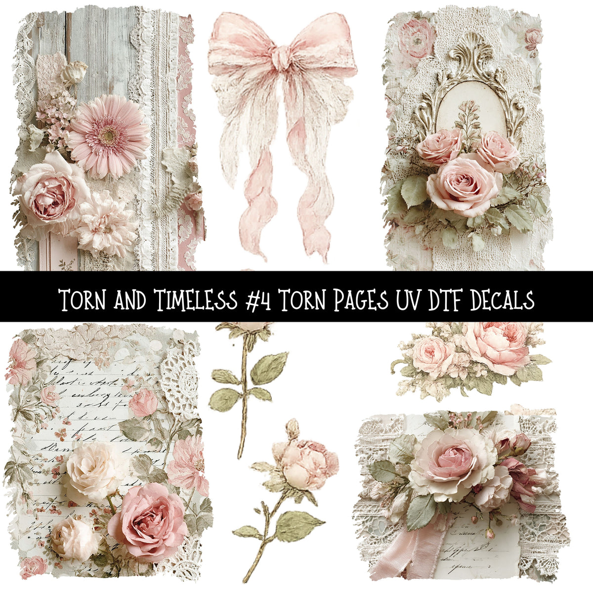 Torn and Timeless Torn Pages UV DTF Decal sheets 5 designs available