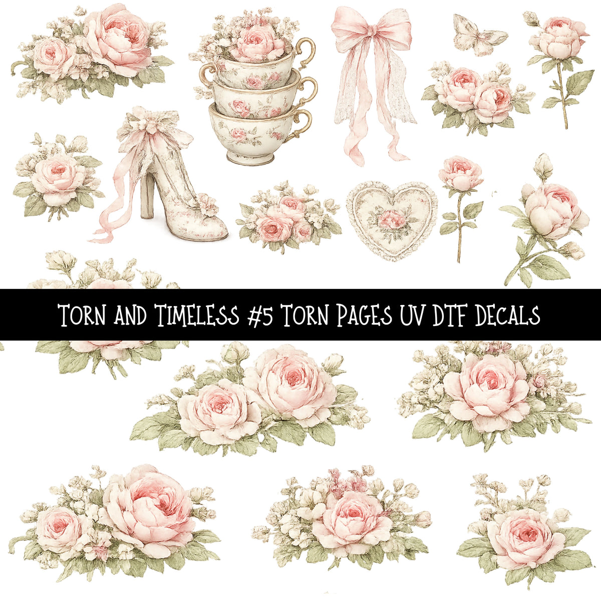 Torn and Timeless Torn Pages UV DTF Decal sheets 5 designs available