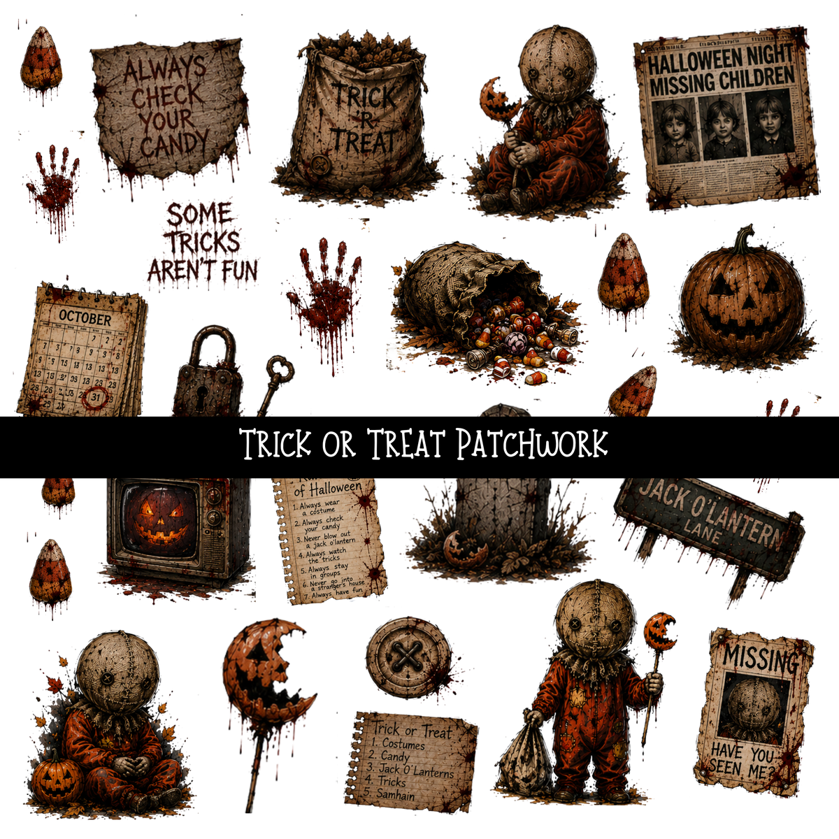 Trick or Treat Doodle Patchwork Set