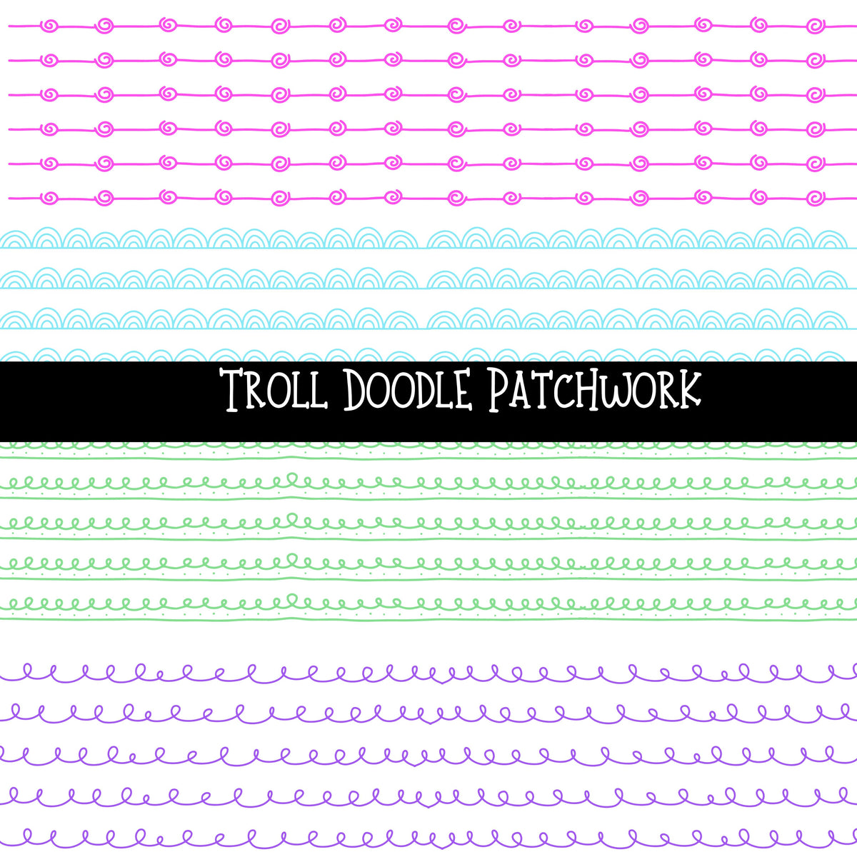 Troll UV DTF Doodle Patchwork Set