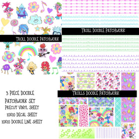 Troll UV DTF Doodle Patchwork Set