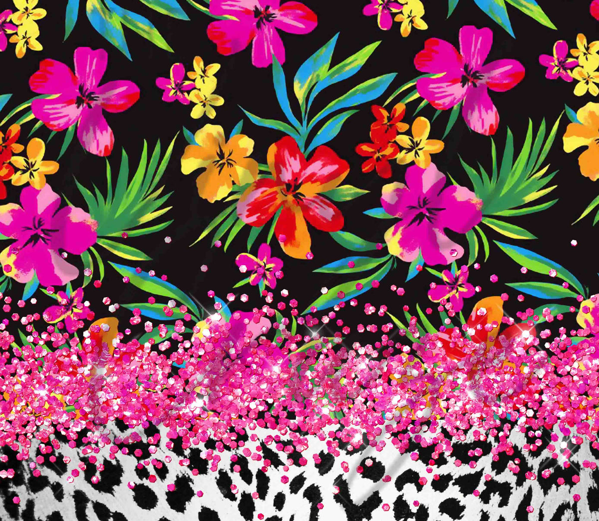 Tropical Hibiscus and Animal Print 20 or 30 oz Skinny Adhesive Vinyl Wrap