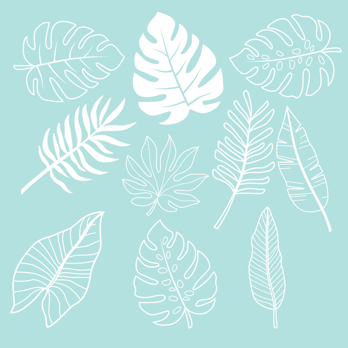 Tropical Leaf outlines UV DTF Decal Sheets- 2 color options