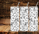 Tropical Floral Overlay black UV DTF tumbler wraps 20oz