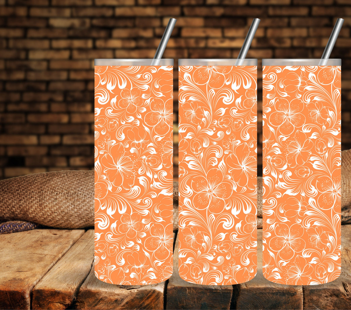 Tropical Floral Overlay white UV DTF tumbler wraps 20oz
