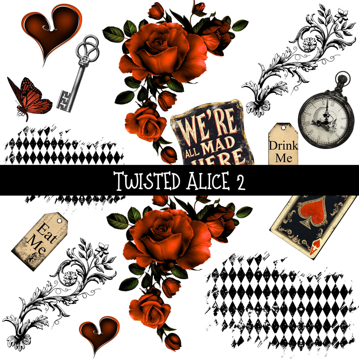 Twisted Alice UV DTF Decal sheets 2 Designs Available