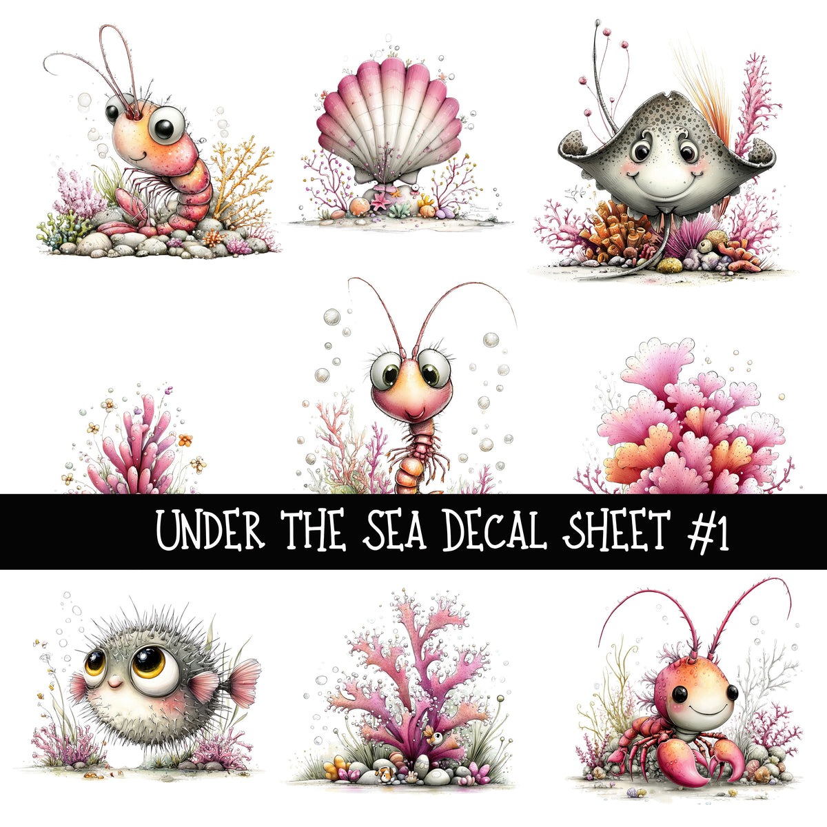 Under the sea UV DTF Decal sheets 4 to choose from