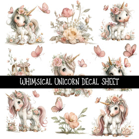 Whimsical Unicorns UV DTF Decal sheets