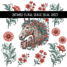 Untamed Floral Horse UV DTF Decal sheets
