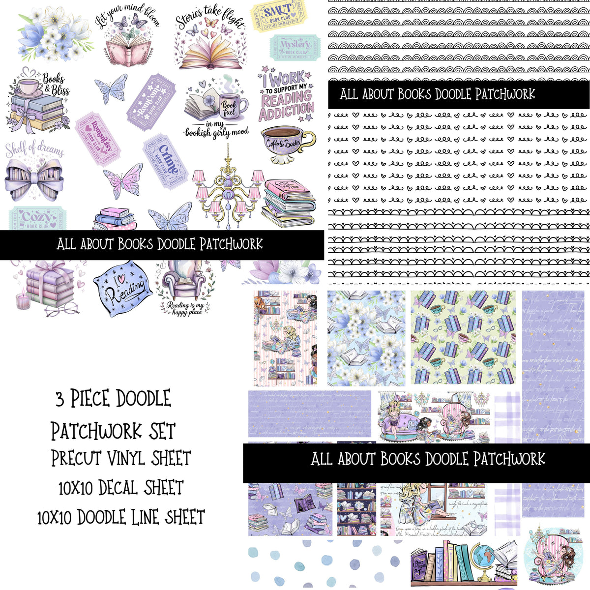 All about Books Doodle Patchwork  Set