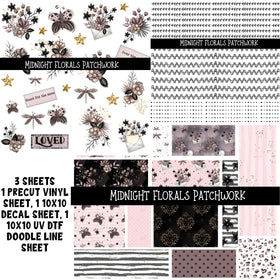 Midnight Floral Doodle Patchwork Set