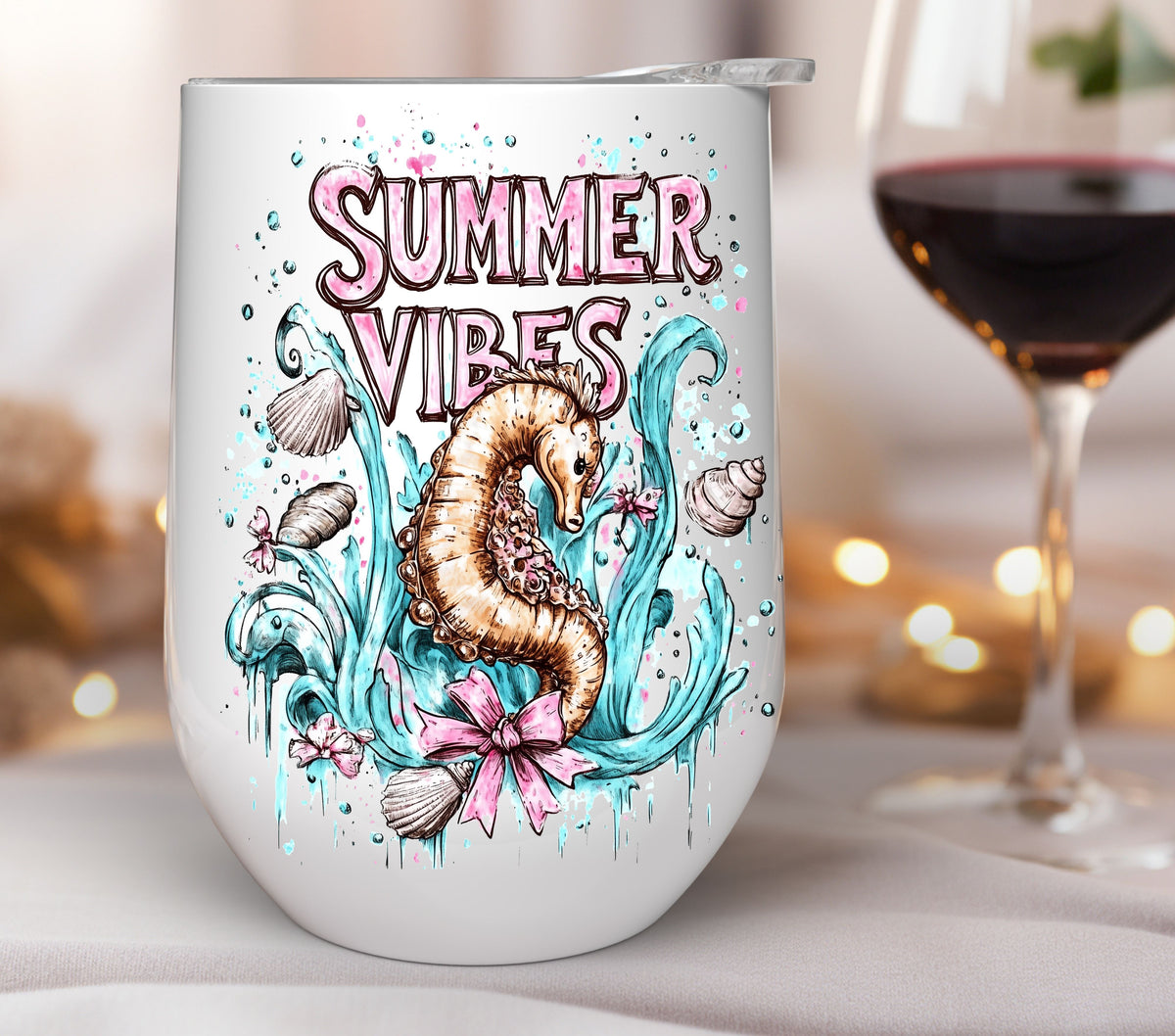 Summer Vibes Seahorse UV DTF Decals