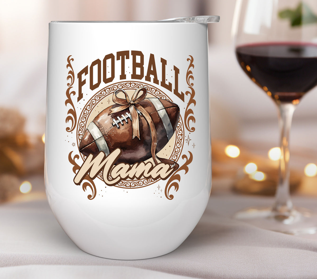 Football Mama with bow UV DTF Decals