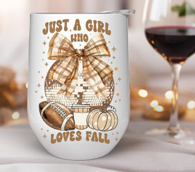 Just a girl who loves fall disco ball UV DTF Decals