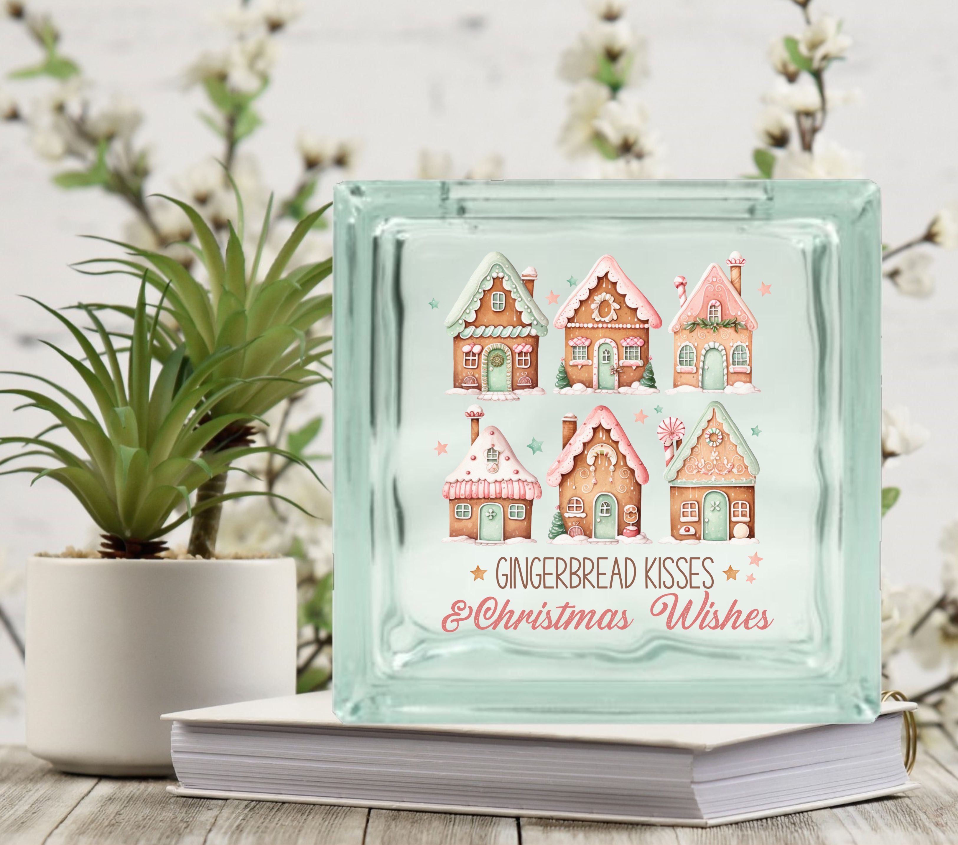 Gingerbread kisses Glass Block Decal – Kraft Craze