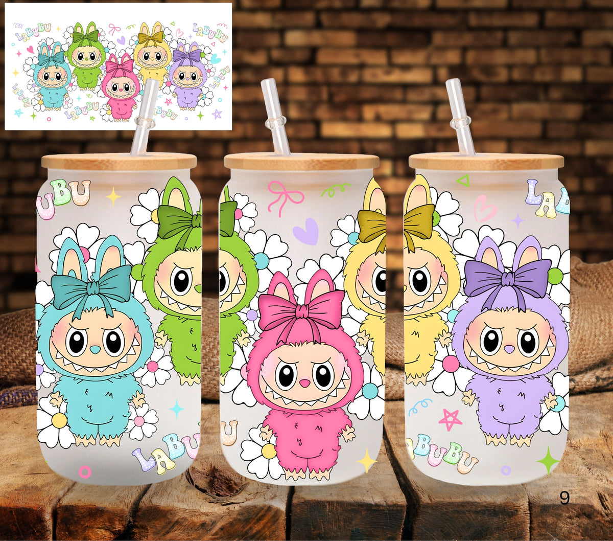 Labubu Pastel UV DTF Libbey wrap