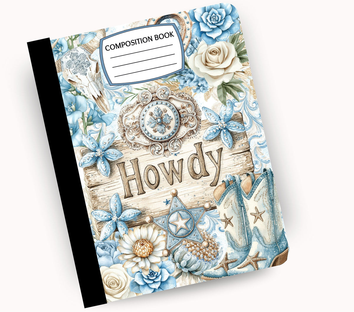Coastal Cowgirl vinyl composition notebook wrap